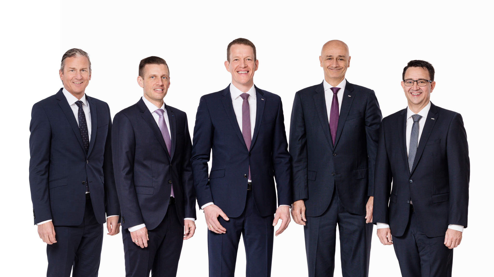 Die nächste Generation im Vorstand von DACHSER: Robert Erni, Alexander Tonn, Burkhard Eling, Edoardo Podestà und Stefan Hohm (v.l.n.r.).